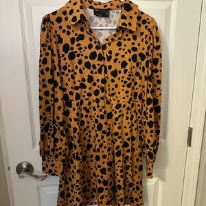 ASOS Long Sleeve Dress - Black and Brown Animal Print